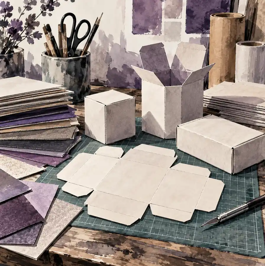 Illustration of packaging businesses equipment and workspace